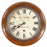 An 8-day oak-cased dial wall clock of small size, the 20cm dial signed L P Folkes of Orpington,