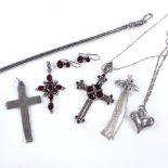 Various silver jewellery, including stone set cross necklace, bracelet etc