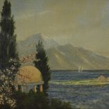 Early 20th century oil on canvas, Italian lake scene, unsigned, 14" x 22", framed