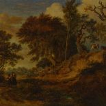 Attributed to Robert Reinagle, oil on canvas, figures and cattle in rural landscape, unsigned,
