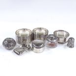 Various silverware, including napkin ring, Vesta case, and trinket boxes