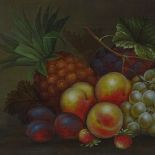 E Steele, 19th century oil on board, still life fruit, signed, 12" x 18", framed