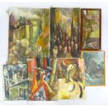 James McLernon (Irish 1935 - 2012), a group of various oil paintings, including industrial scenes,
