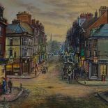 P Bradshaw, oil on canvas, Northern street scene, signed, 12" x 16", framed