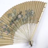 A 19th century Japanese ivory and Shibiyama lacquer fan, with insect designs, and hand painted