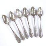 A set of 6 Continental silver teaspoons, with Shell and Thread decoration, length 14.5cm, 4.7oz