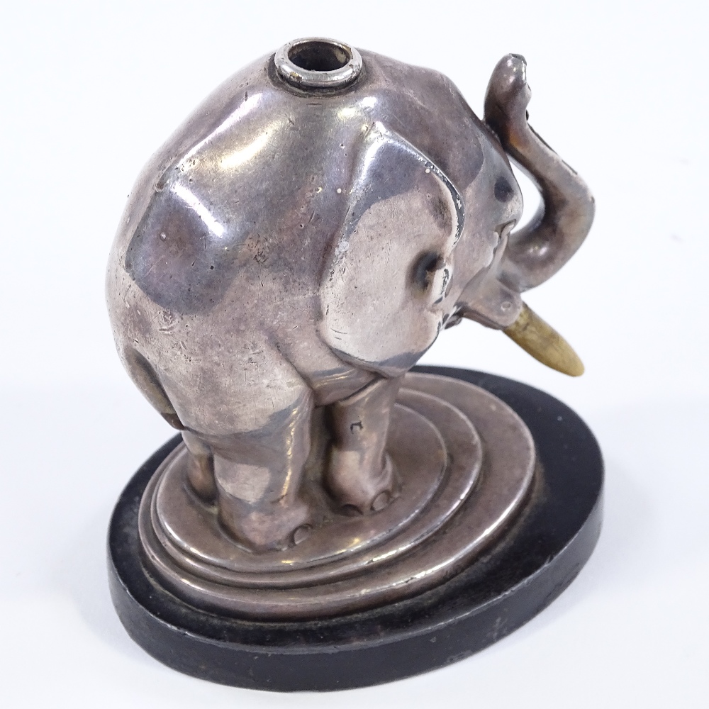 An Art Deco electroplate elephant design table lighter, no visible factory marks, height 10.5cm - Image 3 of 3