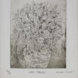 Michael B White, etching, Messy Japanese, signed in pencil, no. 23/40, plate size 9.5" x 7", framed