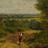 Henry Kinnaird, oil on canvas, a riverside path, signed, 20" x 30", framed