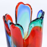 A Murano 1960s handmade multi-colour glass vase, height 23cm