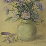 F V Stovin, oil on board, still life flowers, 19" x 13", framed