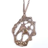 An Ole Lynggaard Swedish sterling silver pendant necklace, hallmarks circa 1986, of openwork