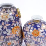 2 similar Samson porcelain Imari style vases, with painted and gilded decoration, largest height