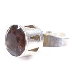 A Swedish silver and smoky quartz ring, by Alton, hallmarks for 1972, setting height 15.8mm, size P,