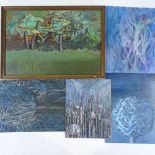 Margaret Hole (1919 - 2012), group of oil paintings, mainly abstract compositions, largest 20" x 25"