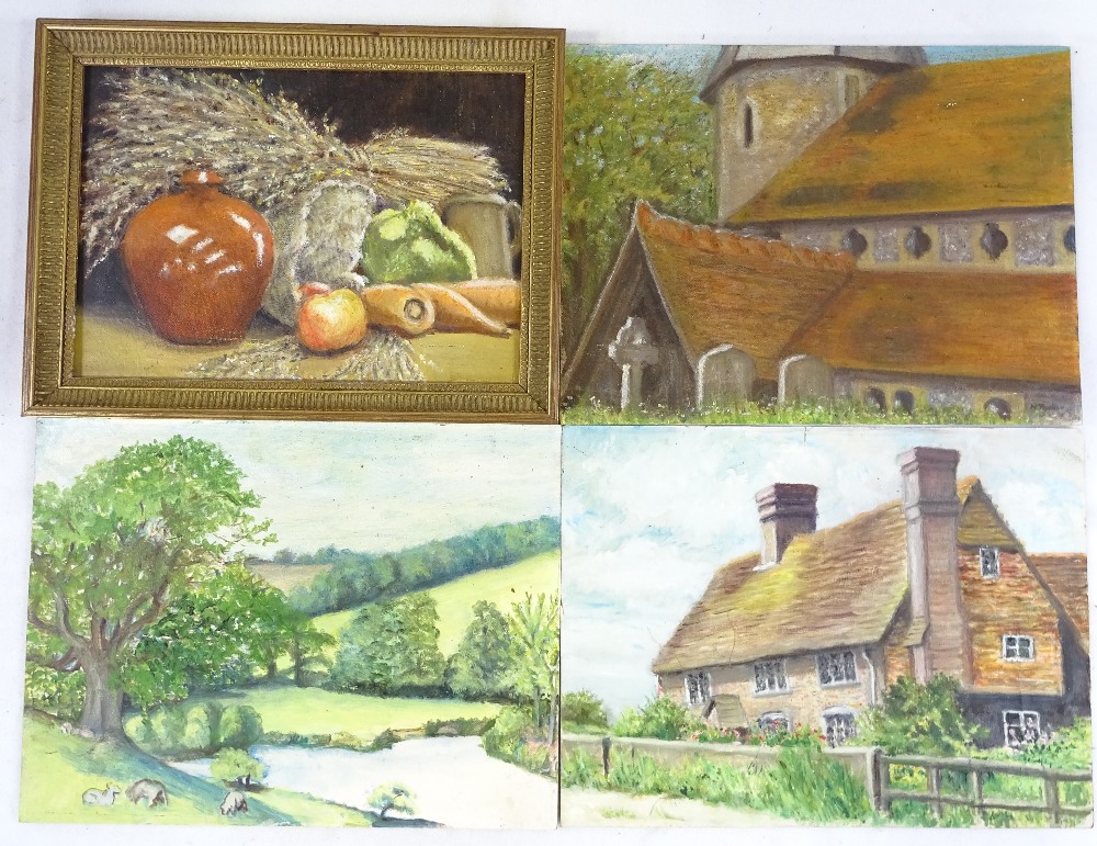 A large quantity of oil paintings and watercolours, various artists