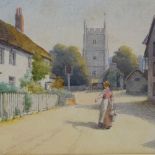 V M Common, watercolour, street scene South Ealing, signed and dated 1900, 8" x 14", framed