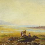 Cyril Stanley, oil on canvas, beach scene at low tide, 1880, signed, 12" x 24", unframed