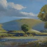 Norman Dinnage, oil on canvas, the South Downs, signed, 22" x 34", framed