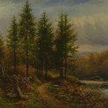 R H Jenkins, oil on canvas, river landscape, signed, 26" x 36", framed