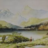 Copley Fielding, watercolour, Windermere after a storm, signed, 9.5" x 13.5", framed