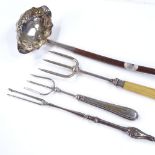 A George III silver double-spouted ladle with turned wood handle, by Thomas Shepherd, hallmarks