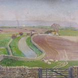 Fred Wackrill, oil on canvas, the Saltway near Northleach Gloucestershire, signed with artist's