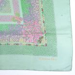 Christian Dior, Vintage pale green/pink floral pattern silk scarf, 77cm x 77cm