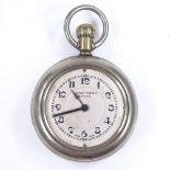 An American steel-cased open-face top-wind lever pocket watch, by The Waterbury Watch Company,