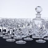 A suite of cut-glass drinking glasses, and a cut-glass decanter (29)