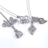 Various silver and CZ jewellery, including pendant necklace, earrings etc (5)