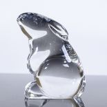 Baccarat France, lead crystal rabbit, etched signature with label, height 8cm