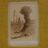 Amos Sangster, 2 sepia etchings, a bit of Niagra, and Squaw Island American side, framed (2)