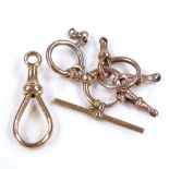 Various 9ct gold jewellery parts, including large unmarked dog clip, length 44.7mm, T-bar etc, 27g