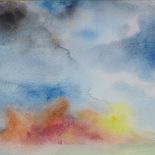 Michael B White, watercolour, cloud study, signed, 15" x 22", framed