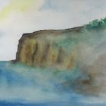 Michael B White, watercolour, coastal cliff view, signed, 21" x 30", framed