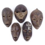5 small African wooden masks