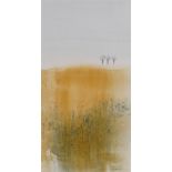 Colin Kent, a pair of watercolours, distant trees and distant windmill, signed, 10" x 5.5", framed