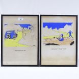 Moysey, a set of 9 original ink/watercolour advertising designs for an insurance company, all