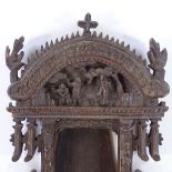 A Chinese relief carved hardwood frame, overall height 22cm