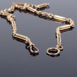 A 9ct rose gold long and short link Albert chain, with dog clip and T-bar, length 41cm, 45.9g