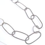 A sterling silver interlinked oval stylised necklace, stamped Bastian, length 54cm, 60.8g