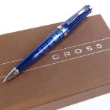 A Cross Azurite blue crocodile finish ballpoint pen, new and boxed