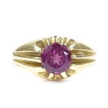 A large 18ct gold pink stone signet ring, setting height 11.3mm, size V, 11.7g