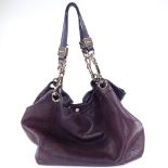 A Jimmy Choo purple leather holdall bag