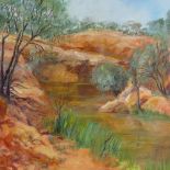 Denise Shaw, oil on canvas, waterhole Mount Margaret Queensland, 24" x 30", framed