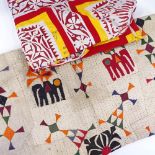 An Indian applique wedding canopy from Rajasthan, and an Indian embroidered bed cover with