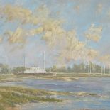 Hugh McKenzie, oil on board, estuary scene, signed and dated 1969, 12" x 20", unframed