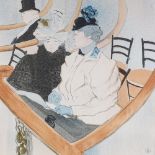 After Toulouse Lautrec, lithograph, theatre scene, image size 27" x 21", framed