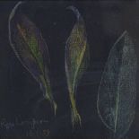Maxwell Armfield, pair of crayon drawings on black paper, botanical studies, 5" x 5", framed (2)